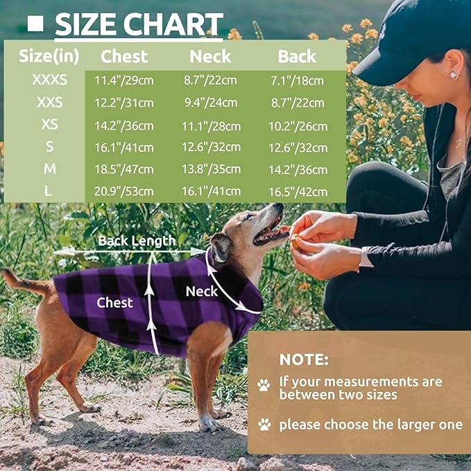 KAMA BRIDAL Spring Autumn Winter Coat Pullover Fleece Vest for Cats Small and Medium Dogs Thin Sweater Purple & Black Plaid (Purple, XXS)