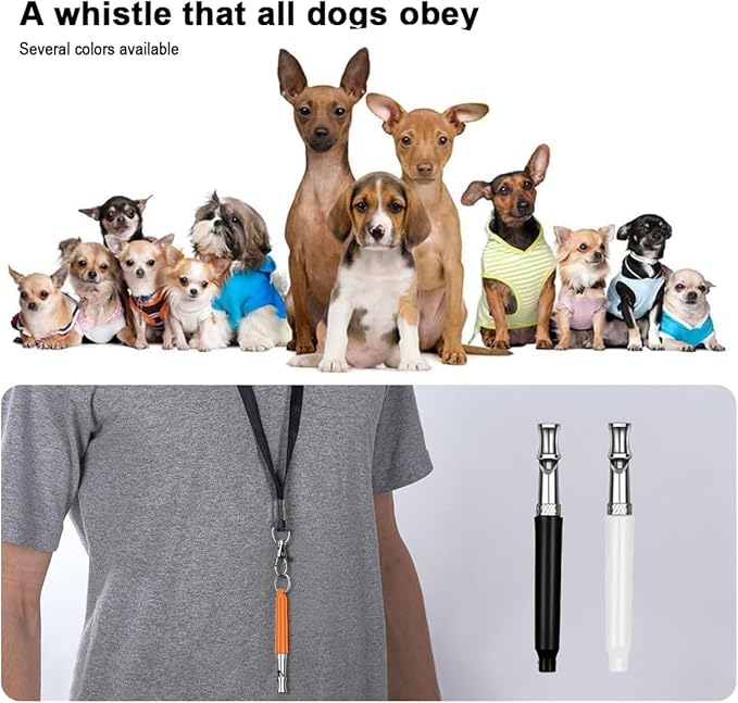 Professional Dog Whistle to Stop Barking - Adjustable Silent Training Whistle for All Breeds (Labrador, German Shepherd, Beagle) with Lanyard - 2 Packs for Recall, Obedience & Anti-Barking Training