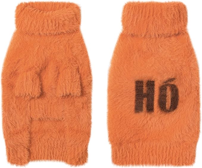 Small Dog Furry Pullover Sweater, Classic Turtleneck Dog Clothes for Cold Weather Cute Warm Pet Clothes for Chihuahua, Bulldog, Dachshund, Pug Orange Medium