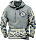 HOTYD Mens Western Aztec Sweatshirts Long Sleeve Fall Fashion Drawstring Pullover Vintage Graphic Cowboy Hoodie for Men