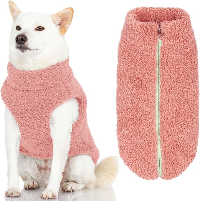 Gooby Sherpa Vest - Mauve Pink, Small - Warm Fuzzy Fleece Step in Dog Jacket Without Ring Leash - Winter Dog Sweater for Everyday Use