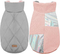 EMUST Warm Dog Jacket, Cozy Dog Fleece Coat with Leash Hole, Waterproof Reversible Winter Coats for Small Dogs, Pink, XS