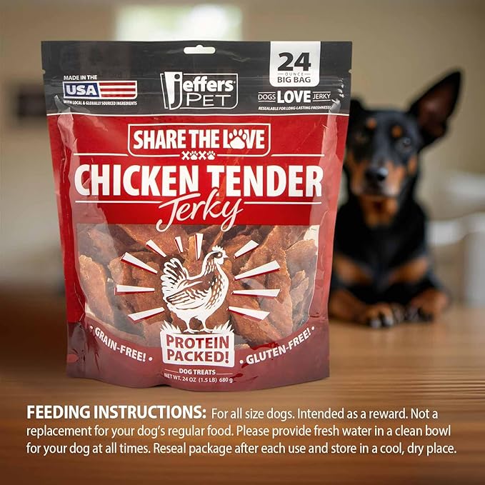 Jeffers Chicken Jerky Dog Treats, 24 oz Bag – Limited Ingredient, Healthy Training Snack, Grain Free, High Protein, 100% Real Chicken, Natural Made in USA, Perfect for Halloween & Christmas - 2 Pack