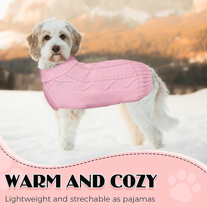Dog Sweaters for Small Medium Large Dogs Girl, Turtleneck Soft Warm Pup Dogs Shirt, Double Knitting Collar for Outdoor Playing, Warm Dog Clothes (XS,Pink)