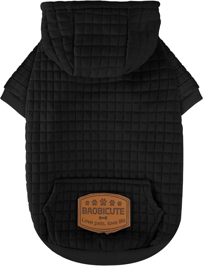 2 Pack Dog Hoodie Sweaters for Small Medium Dogs Warm Dog Clothes for Large Dogs Soft Waffle-Like Laminated Sweatshirt Bulldog (Black, XXL (Back: 26",Chest: 34.5", Neck: 25"))