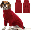 Queenmore Dog Sweater Large Size Dog, Large Dogs Sweater Xmas,Turtleneck Pullover Pet Sweaters for Dogs Girls Boys,Sweater Pet L,Thanksgiving Knitted Doggy Sweater for French Bulldog(Red,L)