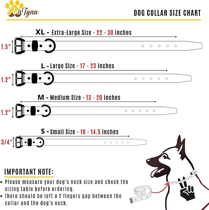 ADITYNA Heavy Duty Leather Dog Collar - Soft and Strong Red Dog Collar for Medium Breeds (Medium: Fit 13" - 20" Neck, Red)