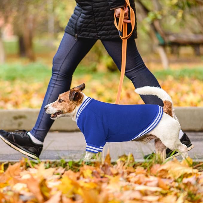 Dog Sweater Brushed Fleece Baseball Jacket Soft Warm Pet Sweatshirt Dog Sweaters for Small Dogs Puppy Sweater Boy Girl Pet(Blue-XS)