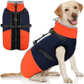 AOFITEE Dog Coat, Windproof Turtleneck Dog Jacket with Built in Harness, Reflective Dogs Jackets with Fleece Lining, Waterproof Pet Winter Coat for Cold Weather for Border Collie, Beagle, Blue XL