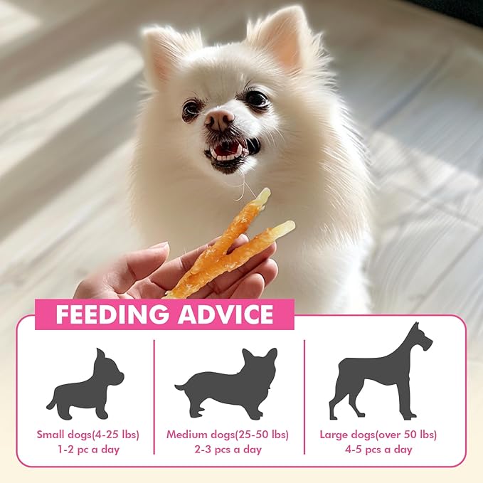 Dog Treats, Chicken Wrapped Cod Sticks, Rawhide Free Dog Chews, Healthy Soft Treats for Small Dogs, 14.11 oz