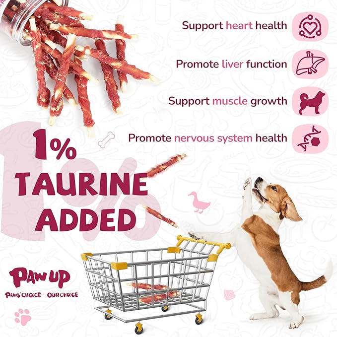 PAWUP Dog Duck Treat Rawhide Sticks, Natural Dog Chew Duck Wrapped Rawhide for Small Dogs, Healthy Hide Twists w/Taurine, 12.5 oz