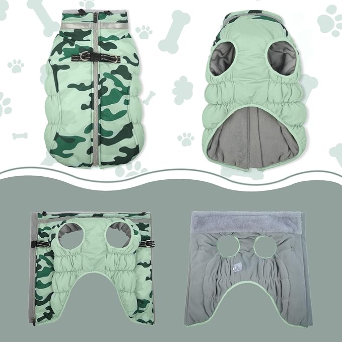Lelepet Warm Dog Winter Coat Dog Coats for Large Dogs Waterproof Dogs Jacket with Harness Built in Reflective Cold Weather Coats Windproof Zip-Up Winter Fleece Vest Snowsuit Pitbull Labrador XXL