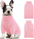 KOESON Small Dog Sweater Female and Male, Pullover Dog Sweater with Sleeves, Easy On Christmas Sweaters for Dachshund, Chihuahua, Pug, Yorkie, Warm Knitted Winter Apparel for Small Dogs, Pink, S