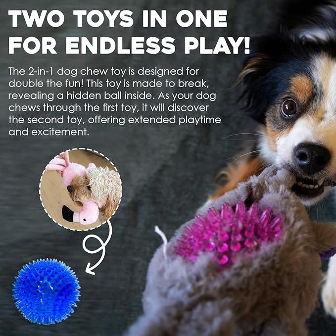 Flourish Pets 2 in 1 Multi-Layer Chew Toy for Active Dogs | Non-Toxic BPA Free Double Stitched Soft Fabric Exterior Dog Toys | Long-Lasting Dog Plush Toys – Cinco de Mayo 3.5" (2 Pack)