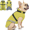 QBLEEV Dog Coat for Medium Dogs, Waterproof Dog Winter Coat with Built-in Harness and D-Ring, Zip Up Pet Cold Weather Coats with Fleece Lined, Warm Snowsuit Gear Vest for Pug Boston Terrier, Green, M