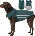Dog Coat for Large Dogs Winter Waterproof Dog Jacket with Harness Reflective Turtleneck Hook & Loop Snowsuit Warm Fleece Snow Jackets Thermal Cold Weather Coats, Green 3XL