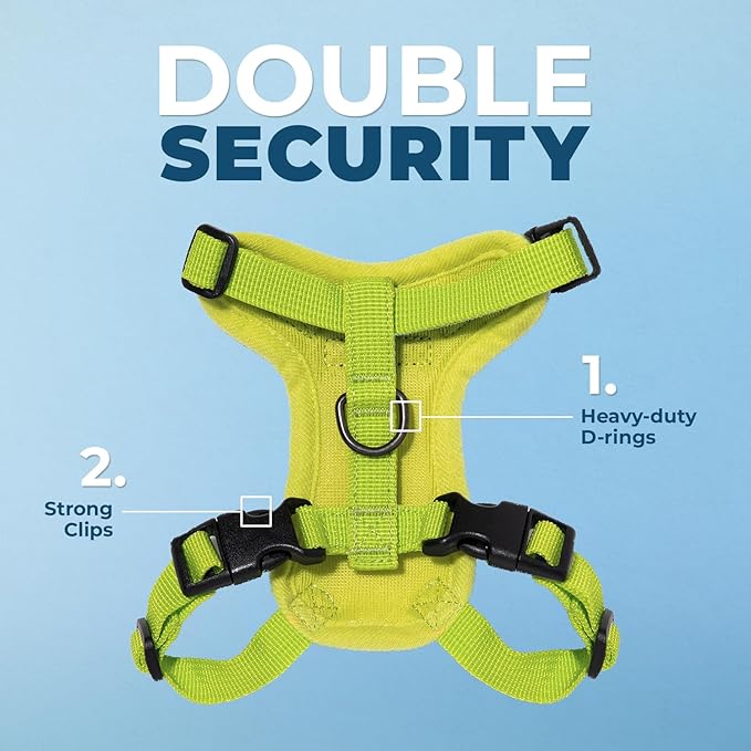 Voyager Step-in Lock Adjustable Cat Harness w. Cat Leash Combo Set with Neoprene Handle 5ft - Supports Small, Medium and Large Breed Cats by Best Pet Supplies - Lime Green, XS