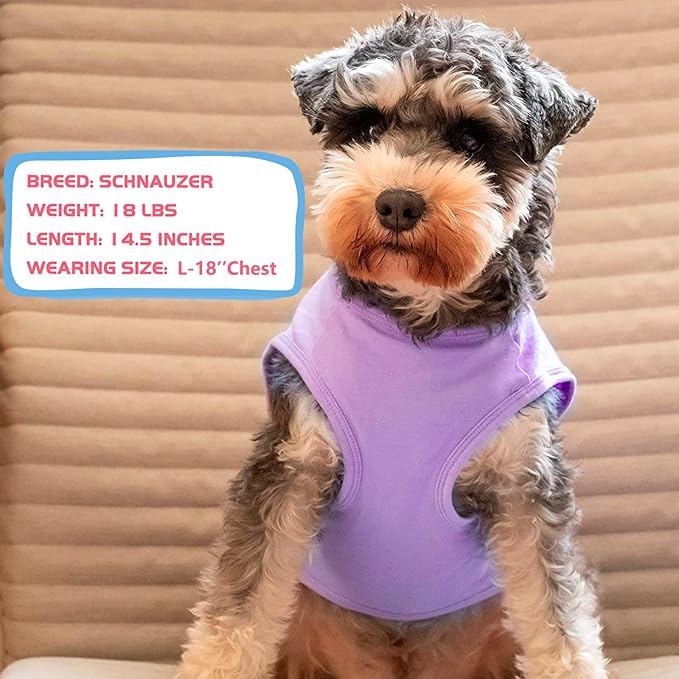 KYEESE 2Pack Dog Shirts Striped T Shirt Soft Tee for Small Dogs Cotton Tank Top Clothes Lightweight Sleeveless Dog Vest, X-Large,Purple+Striped