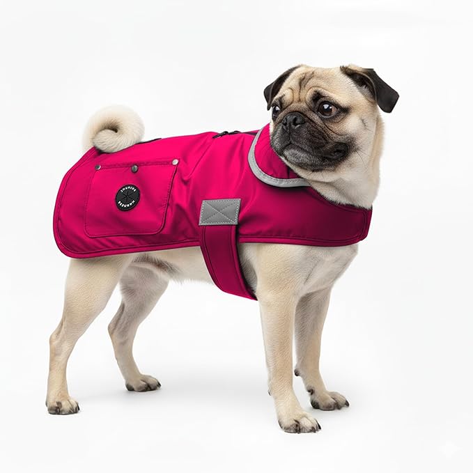 Joyride Harness FrostFlex Dog Winter Jacket - Fleece Lined & Water-Resistant - Snowsuit with Pockets for Treats & Poop Bags - Durable Cold Weather Dog Coat - Pink Berry-M