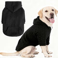 EXPAWLORER Textured Cable Knit Basic Dog Hoodie, Elevated Style Dog Sweater with Leash Hole and Pocket, Soft and Warm Pet Winter Coat, Cold Weather Clothes for Small Medium Large Dogs Cats,Black XXL