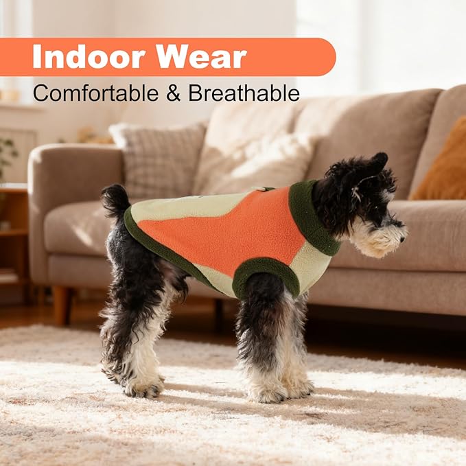 Soft Fleece Dog Vest, Winter Warm Dog Sweaters with Leash Ring, Sleeveless & Lightweight & Stretch Winter Coats for Outdoor Activities,Machine Washable,Orange,Size M