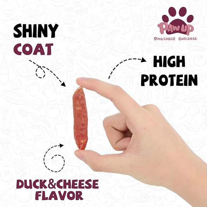 PAWUP Dog Treats Duck Cheese Sausage for Dogs, Fresh Duck, 12.5oz/355g, 1% Taurine Addded, Rawhide Free, Training & Rewards Dog Snacks