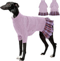 IECOii Girl Dog Sweater Dress - Cable Knit Dog Sweater for Medium Dogs Girl, Purple,Large - Turtleneck Winter Sweaters with Leash Hole, Soft & Stretchy Adorable Dress for Thanksgiving Christmas Photo