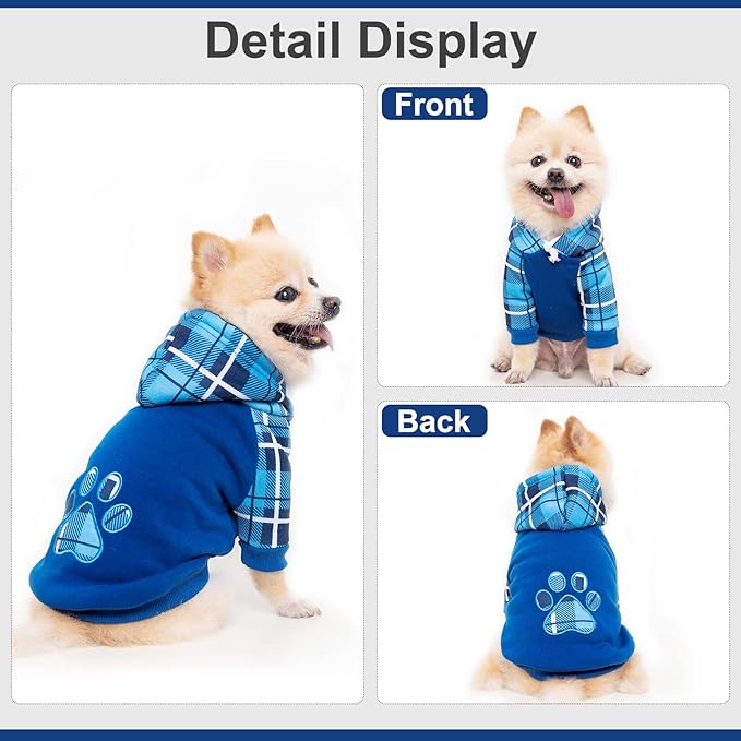 Plaid Dog Hoodie Pet Clothes Sweaters with Hat Medium (Pack of 1)