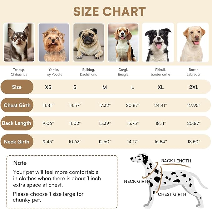 Queenmore Warm Fleece Dog Jacket with Leash Hole - Cold Weather Waterproof Dog Snow Jacket & Reflective Turtleneck Coat for Small-Medium & Large Dogs (Brown, L)