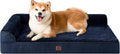 EHEYCIGA Memory Foam Dog Bed Large Sized Dogs, Waterproof Dog Bed Orthopedic with Washable Removable Cover, Non-Slip Pet Bed Couch, 36x27x6 Inches, Navy Blue