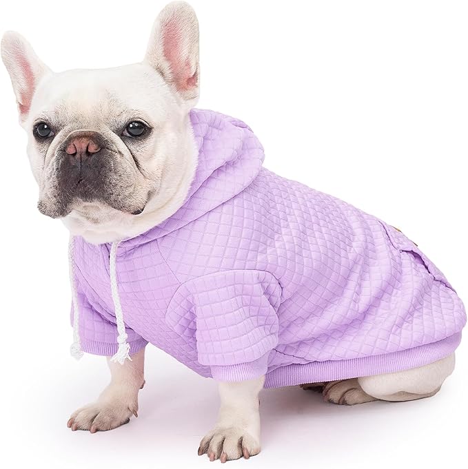 2 Pack Dog Hoodie Sweaters for Small Medium Dogs Warm Dog Clothes for Large Dogs Soft Waffle-Like Laminated Sweatshirt Bulldog (Pink+Purple, XXS (Back: 8",Chest: 11", Neck: 7.9"))