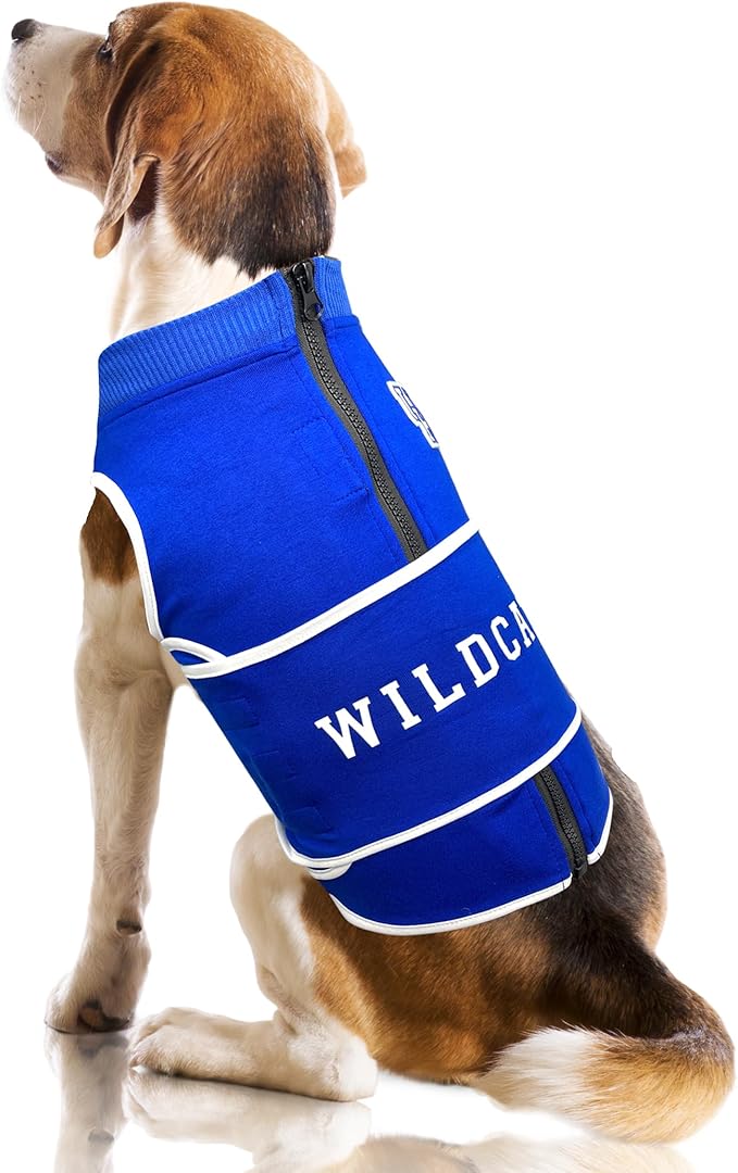 NCAA Kentucky Wildcats Dog Anxiety Shirt Calming Soothing Vest for Dogs Cats with Anxiety, Fears, Fireworks, Loud Noises, Dark, Lonely Keeps Dogs Calm & Feeling Safe, Relaxing Jacket, X-Small