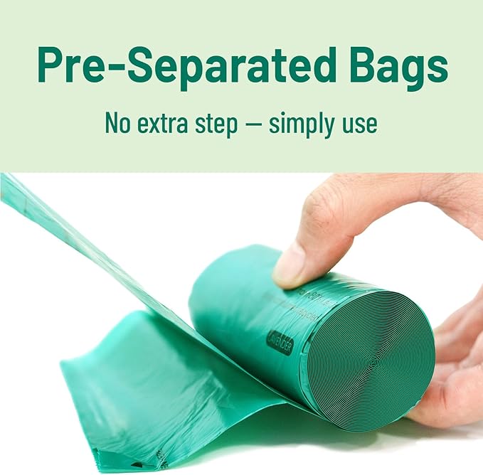 Extended Dog Poop Bags with Dispenser, 1000 Count, Pre-Separated, Lavender Scent, Eco-friendly Material, Extra Thick, 100% Leakproof, 8"x 15.6", Green