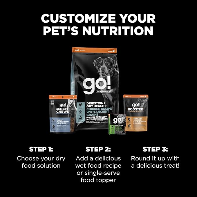 Go! Solutions Digestion + Gut Health, Dry Dog Food, Chicken Recipe with Ancient Grains, 12 lb Bag