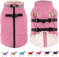 Dogcheer Dog Coat with Harness, Waterproof Dog Jacket Adjustable Winter Coat with Zipper, Christmas Puppy Snow Jacket Fleece Sweater for Small Medium Large Dogs - Light Pink XS