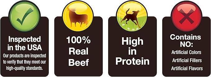 Cadet 100% Beef Strips Dog Chew Sticks, Long-Lasting Single-Ingredient Natural Treats, High-Protein, Perfect for Small & Large Breeds, 12 oz