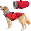 Mihachi Dog Coat for Large Dogs, Warm Dog Winter Coat Waterproof Dogs Jacket with Harness Built in Reflective Pet Fleece Vest, Puppy Cold Weather Coats Turtleneck & Windproof Pet Snowsuit, Red XL