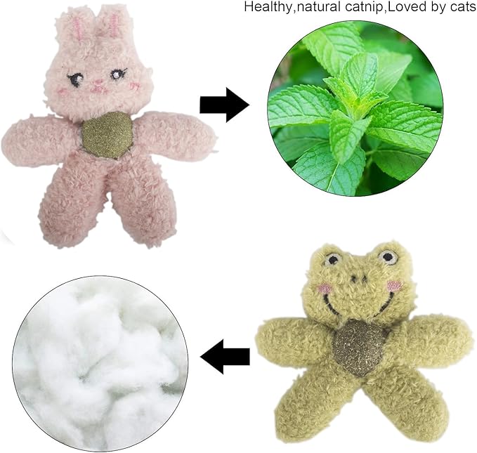Cat Toys with Catnip Kitten Chew Bite Supplies Boredom Relief Fluffy Kitty Teeth Cleaning Chewing Cat Lovers Interactive Plush Gift (Rabbit)