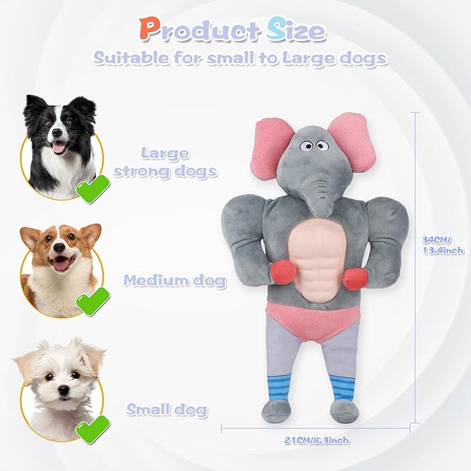Squeaky Dog Toys, Plush Stuffed Large Dog Toy with Crinkle Paper, Teeth Cleaning Toys for Samll to Large Dogs