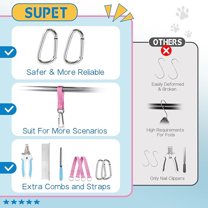 Supet Dog Grooming Hammock Harness for Dogs Cats, Relaxation Pet Nail Clipper Hammock, Restraint Dog & Medium Animal Leashes Sling for Groomingk for Nail Trimming (Blue-Love, M)