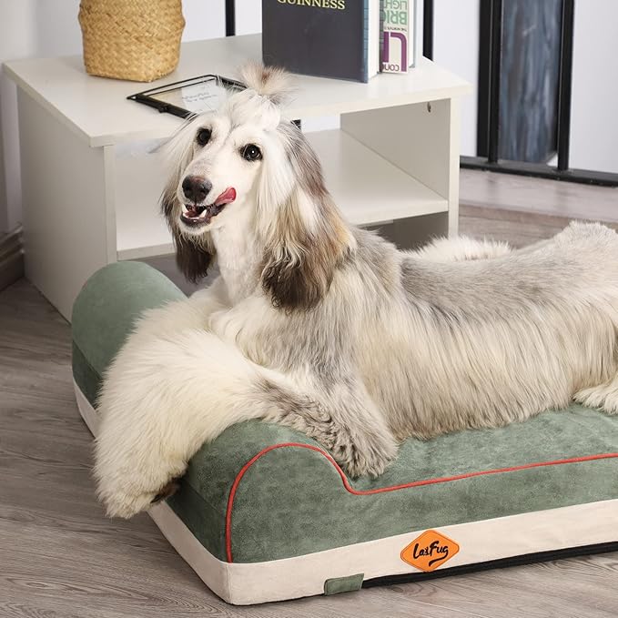Laifug Orthopedic Memory Foam Dog Bed with Durable Water Proof Liner and Removable Washable Cover (Large (46"x28"x8"), Dark Green)