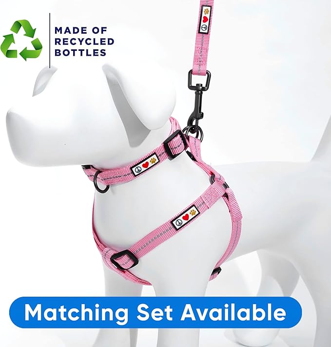 Pawtitas 6 FT Recycled Dog Leash with Reflective Stitched Thread Stitched on Side| Medium Reflective Dog Leash Made from Plastic Bottles Collected from Oceans – Pink 6 ft Dog Leash