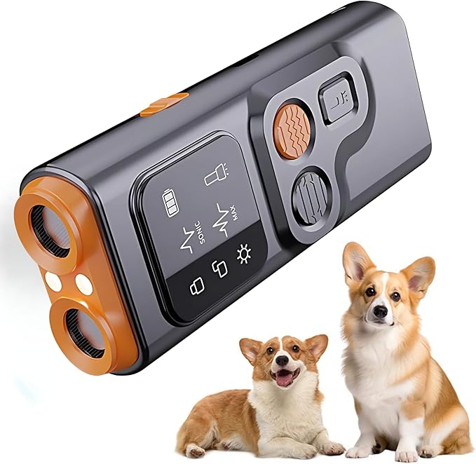 Dog Bark Deterrent Device, Ultrasonic Anti Barking, 4 Training Modes, 30FT Range, Safe Humane & Effective Handheld Dog Training Device for Indoor & Outdoor Use