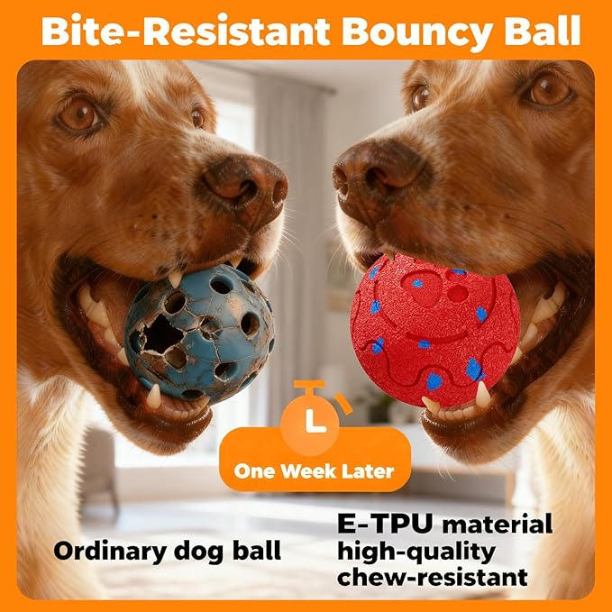 Dog Balls: Interactive Dog Ball, Self-Moving Dog Toy with Auto-Rolling & Bouncing, E-TPU Material, IP54 Waterproof, Motion-Activated, for Small/Medium/Large Dogs (Red)