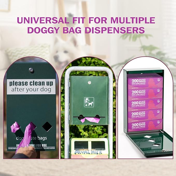 Sherr 20 Boxed Rolls 4000 Counts Dog Poop Bags Bulk Leak Proof Dog Waste Bags Universal Pet Doggy Waste Poop Box for Puppy Pets Outdoor Walking and Travel, 20 Rolls of 200 (Purple)