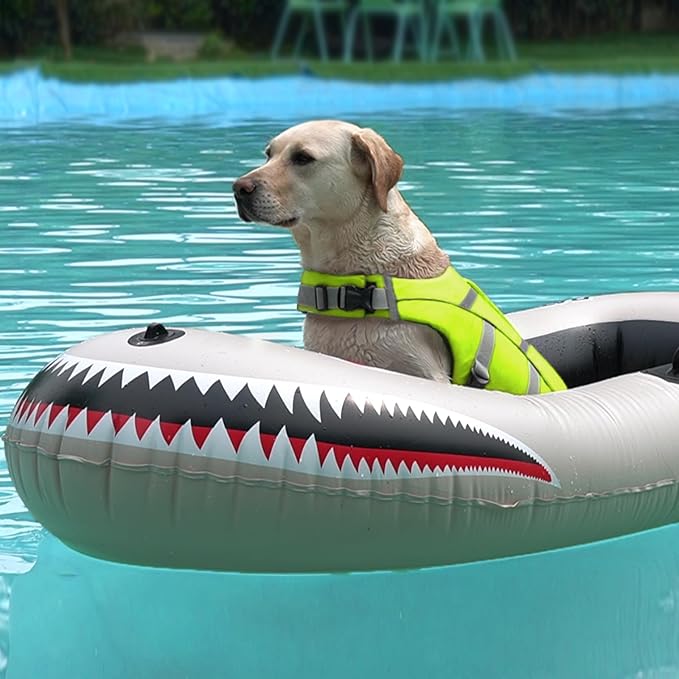 Kuoser Dog Life Jacket XL, Large Vest for Swimming Boating, Reflective Water Vest with High Flotation for Large Dogs, Green