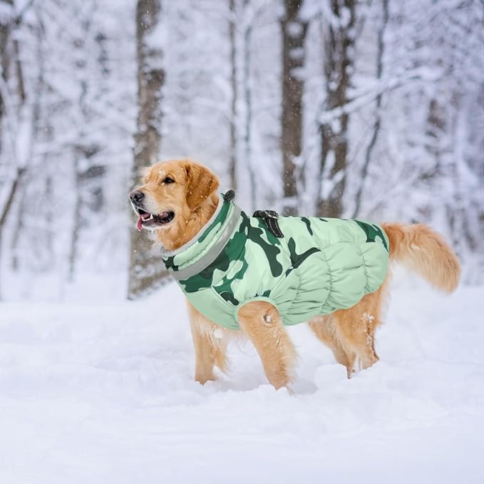 Lelepet Warm Dog Winter Coat Dog Coats for Medium Dogs Waterproof Dogs Jacket with Harness Built in Reflective Cold Weather Coats Windproof Zip-Up Fleece Vest Snowsuit Dachshund Boston Terrier M