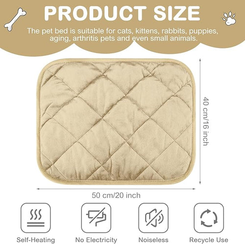 4 Pack Self Heating Cat Pad Self Warming Dog Mat Reflects Body Heat Extra Warm Thermal Pet Pad Washable Dog Cat Bed Crate Bed Mat Blanket(Beige,16 x 20 Inch)