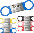 Anavia Slide On Silent Pet ID Tags, S/M/L/XL Personalized Multi-Color Silicone Band Cat Dog Name Tags, Customized Engraved Stainless Steel, Chew-Proof Quiet Dog Collar Tags (Medium, Blue)