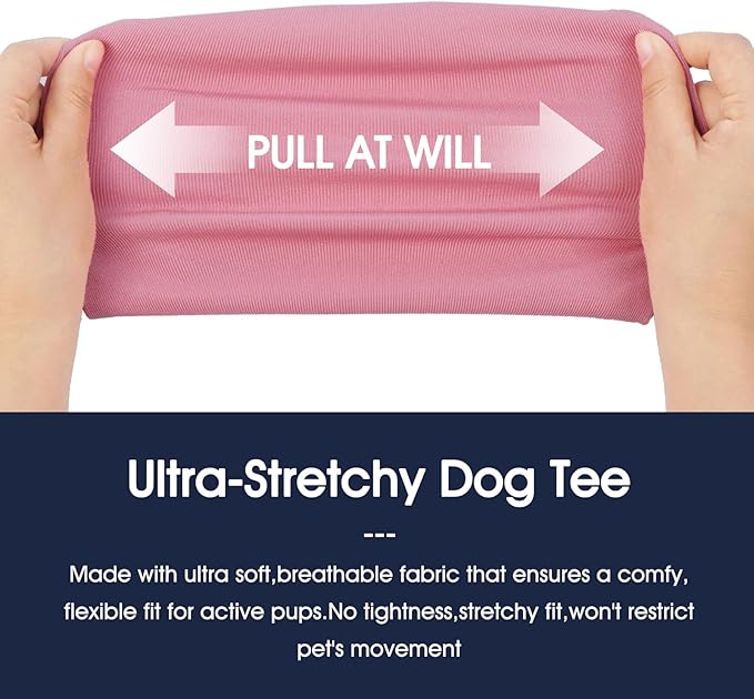 IECOii 2 Pack Dog T-Shirts for Small Medium Dogs,Lightweight & Comfortable – Easy to Wear,Machine Washable & Non - Fading – Perfect for Summer Indoor and Outdoor Use,Pink+Stripes,Large